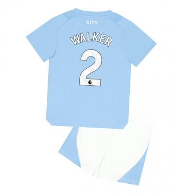 Manchester City Kyle Walker #2 Koti Pelipaita Lasten 2023-24 Lyhyet Hihat (+ Lyhyet housut)